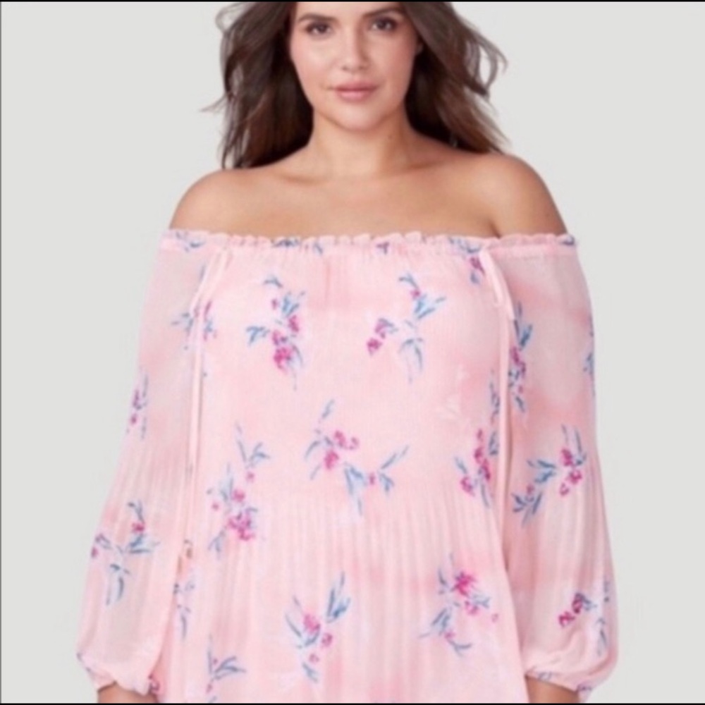 Lane Bryant Size 18/20 Floral Pink Blouse